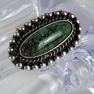 Vintage Native American Sterling Silver Turquoise Ring Size 8 Signed N. Juan